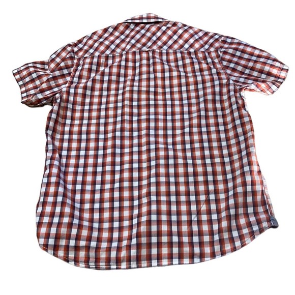 CODE men's L 42cm button down short sleeve gingham blue red white 100% cotton - Picture 7 of 11